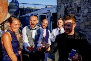 Crowd entertained by top Surrey wedding magician Parker